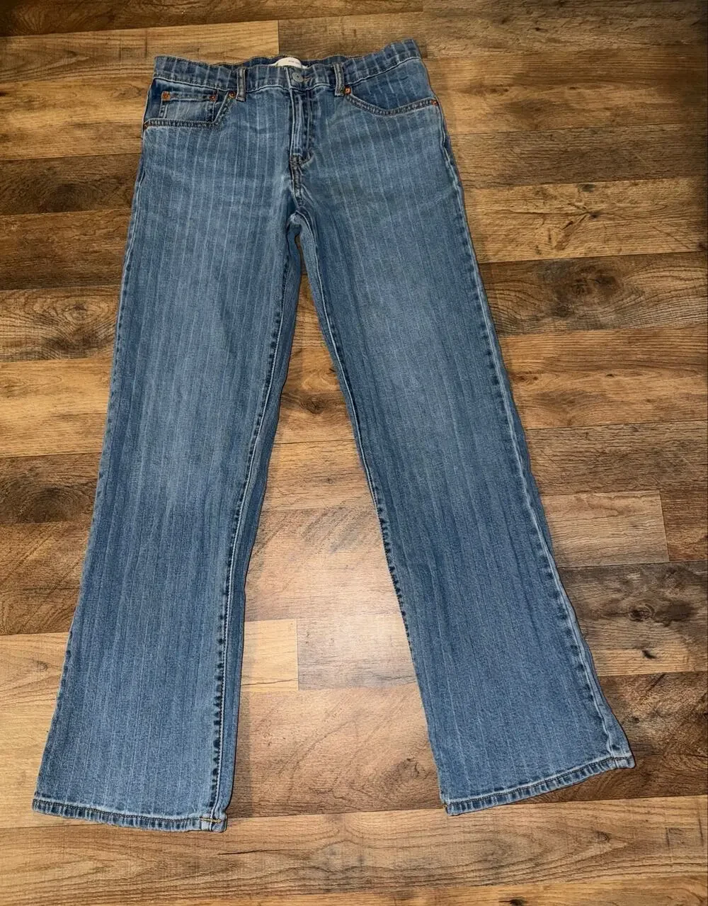 Levi’s girls stripe wide leg blue jeans with adjustable waistband